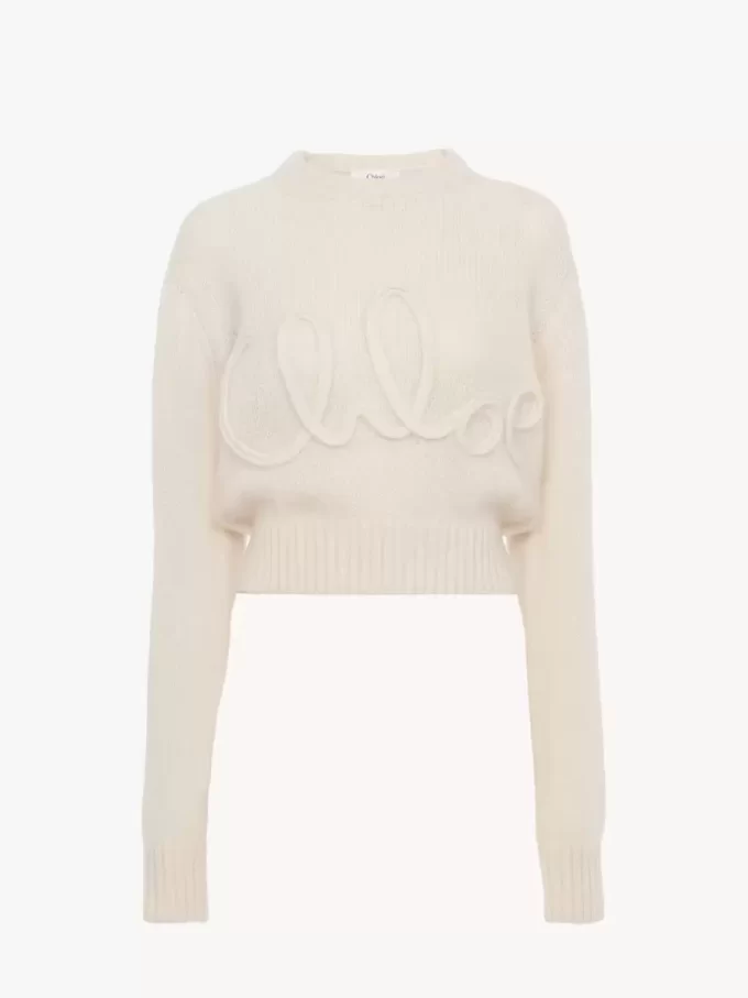 Pull logo en laine d’alpaga et tricot de soie Pull logo en laine d’alpaga et tricot de soie