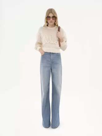Pull logo en laine d&rsquo;alpaga et tricot de soie