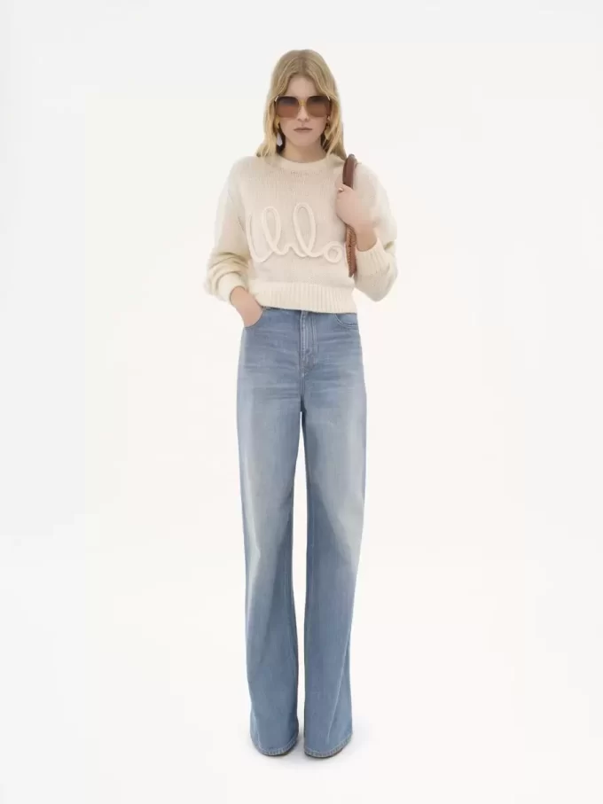 Pull logo en laine d’alpaga et tricot de soie Pull logo en laine d’alpaga et tricot de soie