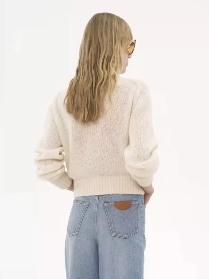 Pull logo en laine d’alpaga et tricot de soie Pull logo en laine d’alpaga et tricot de soie