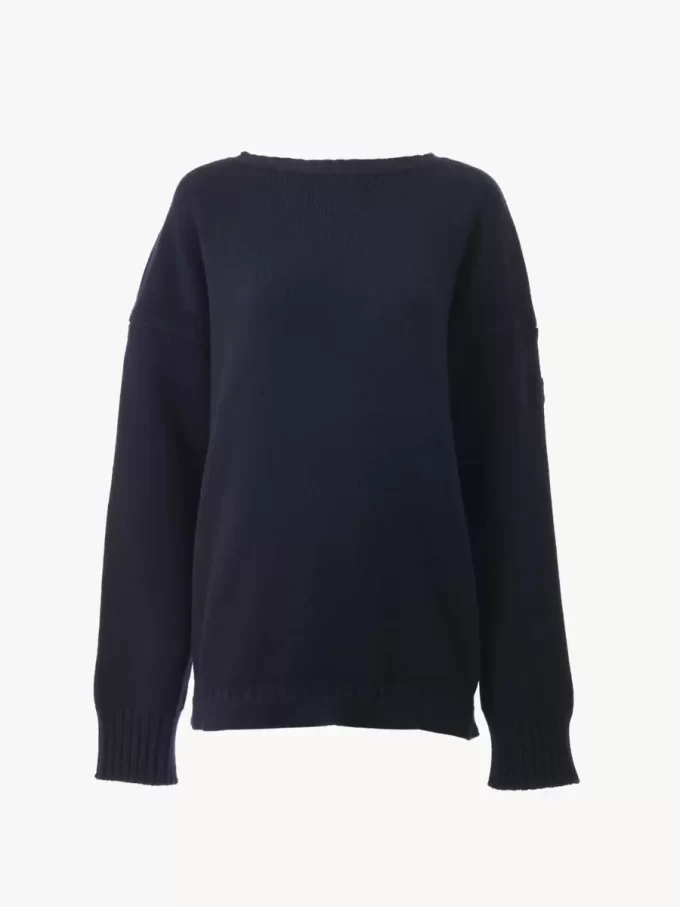 Pull logo en maille laine et cachemire Pull logo en maille laine et cachemire