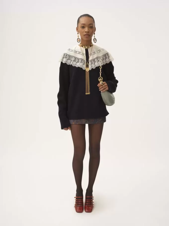 Pull logo en maille laine et cachemire Pull logo en maille laine et cachemire
