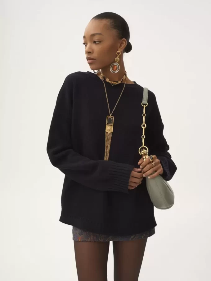 Pull logo en maille laine et cachemire Pull logo en maille laine et cachemire