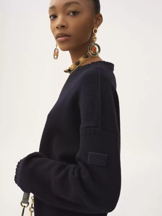 Pull logo en maille laine et cachemire Pull logo en maille laine et cachemire