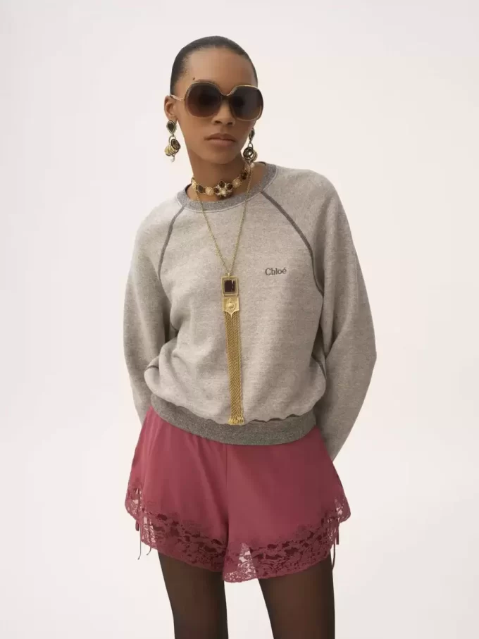 Pull logo en mélange de coton polaire Pull logo en mélange de coton polaire