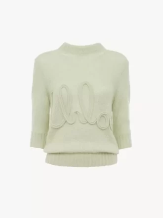 Pull logo à manches coudées en tricot de laine d&rsquo;alpaga et soie