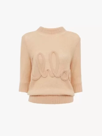 Pull logo à manches coudées en tricot de laine d&rsquo;alpaga et soie
