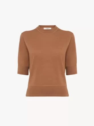 Pull à manches courtes avec logo en fine maille de laine mérinos