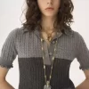 Pull polo à manches courtes en maille de laine et cachemire Pull polo à manches courtes en maille de laine et cachemire
