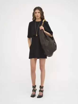Robe cape courte en crêpe de viscose