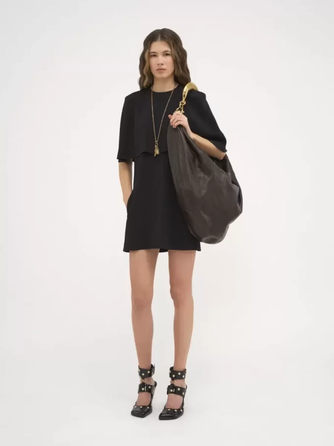 Robe cape courte en crêpe de viscose Robe cape courte en crêpe de viscose