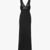 Robe colonne sans manches en jacquard de soie et dentelle Robe colonne sans manches en jacquard de soie et dentelle
