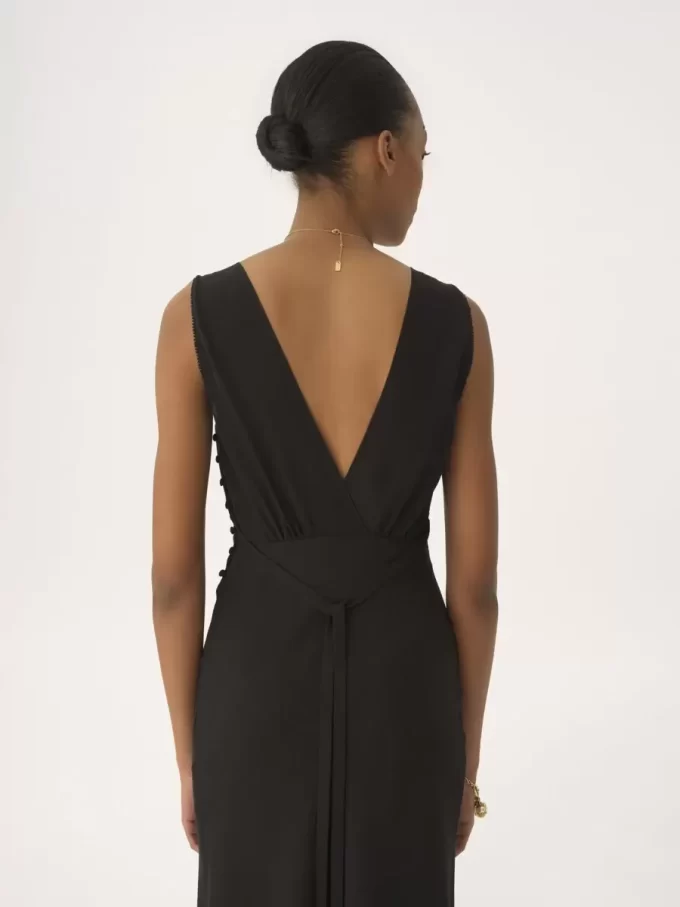 Robe colonne sans manches en jacquard de soie et dentelle Robe colonne sans manches en jacquard de soie et dentelle