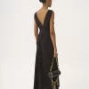 Robe colonne sans manches en jacquard de soie et dentelle Robe colonne sans manches en jacquard de soie et dentelle
