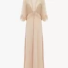 Robe longue col V en crêpe satin