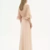 Robe longue col V en crêpe satin