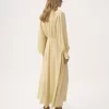 Robe longue froncée en jacquard de soie