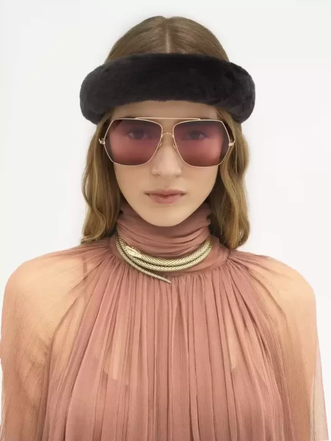 Robe longue froncée en mousseline de soie