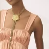 Robe longue froncée sans manches en satin de soie