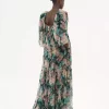 Robe longue à manches bouffantes en mousseline de soie Robe longue à manches bouffantes en mousseline de soie