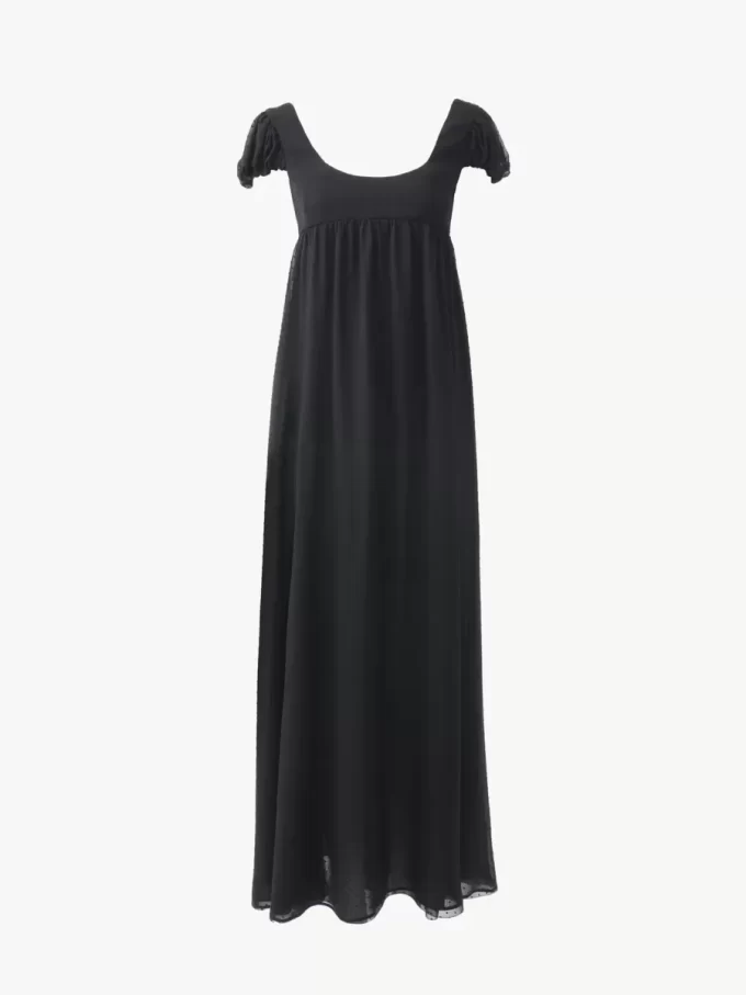 Robe longue à manches bouffantes en plumetis de soie Robe longue à manches bouffantes en plumetis de soie