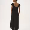 Robe longue à manches bouffantes en plumetis de soie Robe longue à manches bouffantes en plumetis de soie