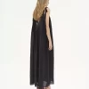 Robe longue nuisette en charmeuse de soie et dentelle