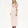 Robe longue nuisette en soie habotai et dentelle