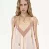 Robe longue nuisette en soie habotai et dentelle