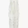 Robe longue oversize à volants en mousseline de soie