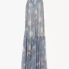 Robe longue sans manches en mousseline de soie