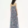 Robe longue sans manches en mousseline de soie