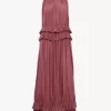Robe longue sans manches en pongé de soie lavée Robe longue sans manches en pongé de soie lavée