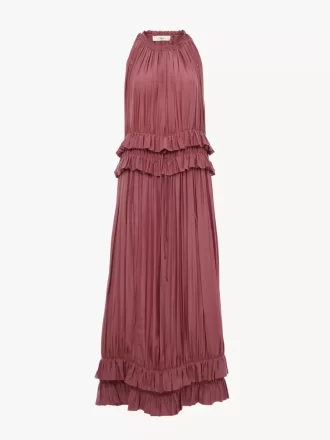 Robe longue sans manches en pongé de soie lavée