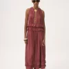 Robe longue sans manches en pongé de soie lavée Robe longue sans manches en pongé de soie lavée