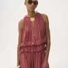 Robe longue sans manches en pongé de soie lavée Robe longue sans manches en pongé de soie lavée