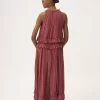 Robe longue sans manches en pongé de soie lavée Robe longue sans manches en pongé de soie lavée