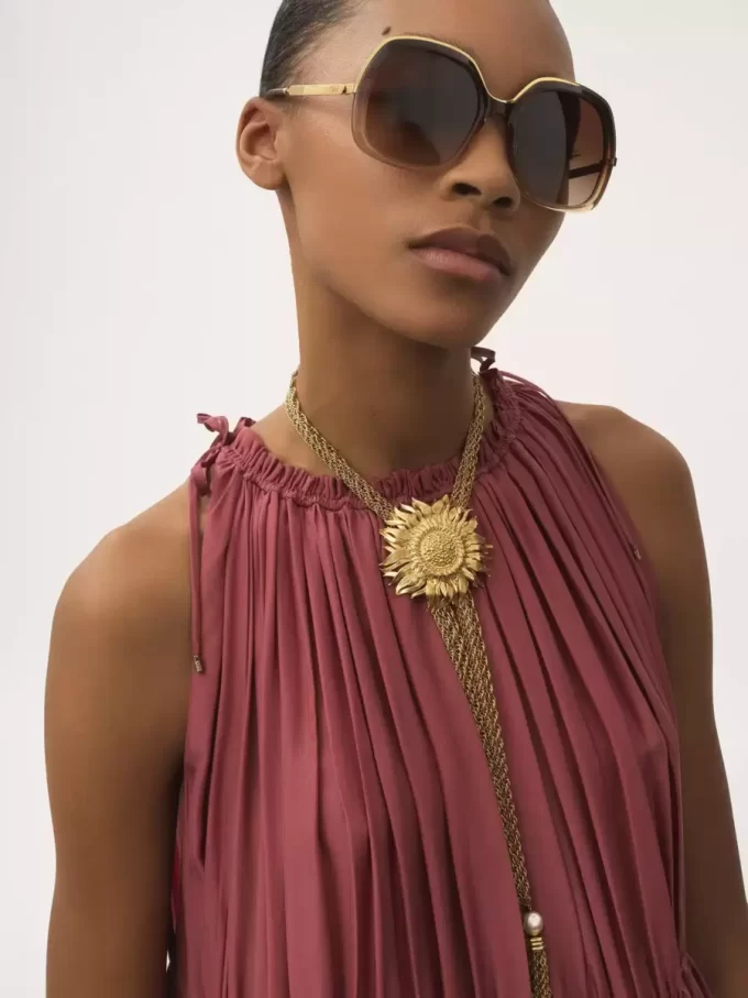 Robe longue sans manches en pongé de soie lavée Robe longue sans manches en pongé de soie lavée