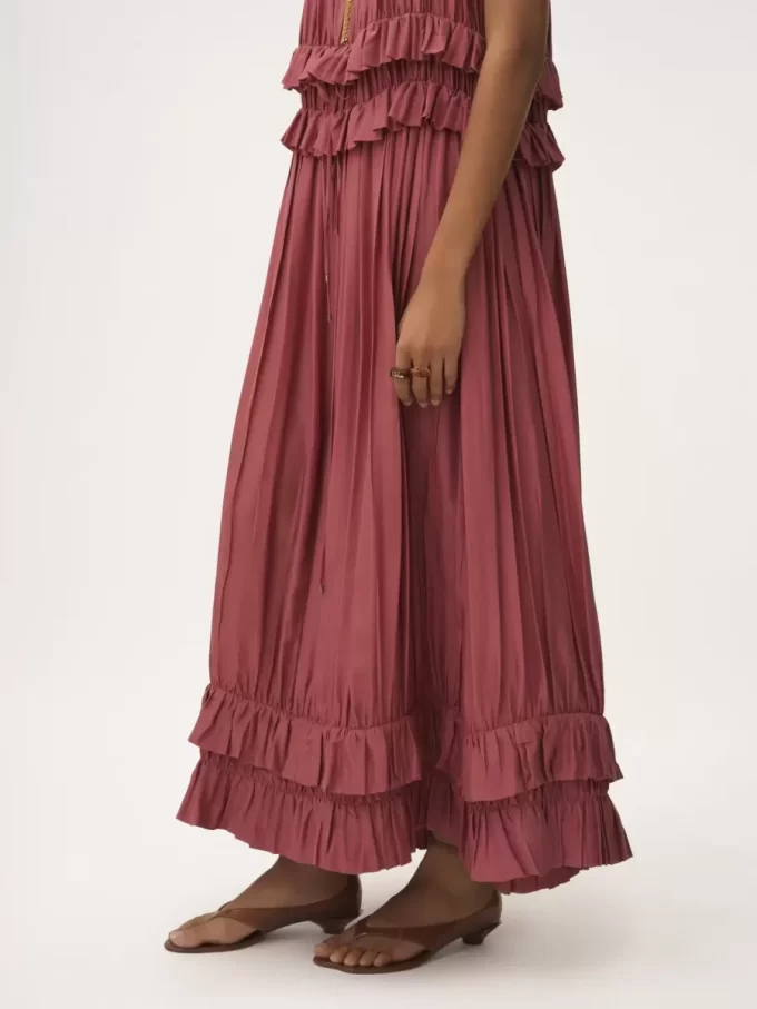 Robe longue sans manches en pongé de soie lavée Robe longue sans manches en pongé de soie lavée