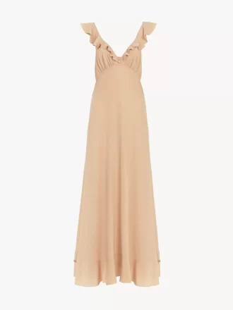 Robe longue soleil en crêpe de Chine
