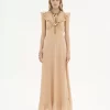 Robe longue soleil en crêpe de Chine