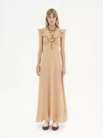 Robe longue soleil en crêpe de Chine