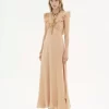 Robe longue soleil en crêpe de Chine