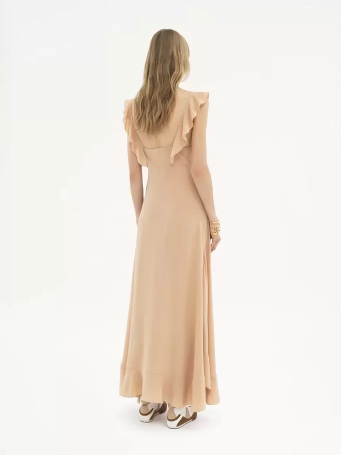 Robe longue soleil en crêpe de Chine