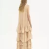 Robe longue à volants en georgette de soie Robe longue à volants en georgette de soie