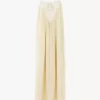 Robe longue à volants en soie habotai et dentelle