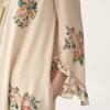 Robe longue à volants et col carré en crêpe de Chine