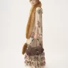 Robe longue à volants et col carré en crêpe de Chine