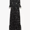 Robe midi à col rond en charmeuse de soie et dentelle Robe midi à col rond en charmeuse de soie et dentelle