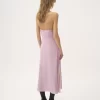 Robe midi à fines bretelles en crêpe de Chine et dentelle